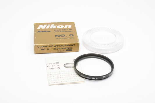 Nikon No. 0 .7 Diopter Close-up Attachment in box, Mint