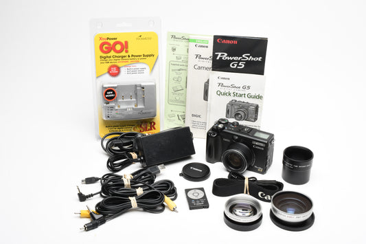 Canon PowerShot G5 5MP Digital Point&Shoot camera, Batt+Charger, lenses, remote, Great!