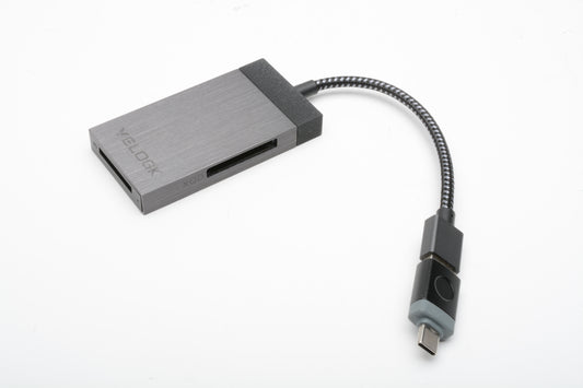 VeloGK XQD/SD Card Reader, Dual-Slot, USB w/ USB-C adapter