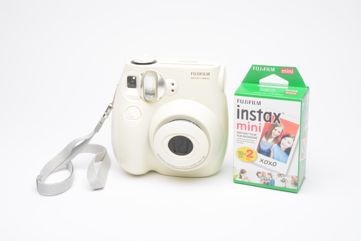 Fujifilm Instax Mini 7S Instant Film Camera (Cream) w/strap + 2Pack of film