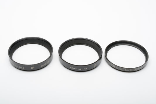 Nikon F Close-up filter set No. 0, 1, 2 in leather cases, clean