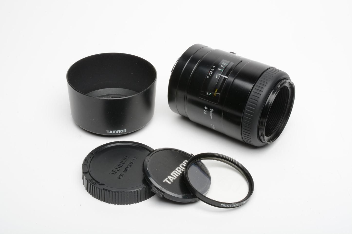 Tamron 90mm f2.5 52EM Macro lens for Minolta Maxxum / Sony A Mount, +Hood, UV