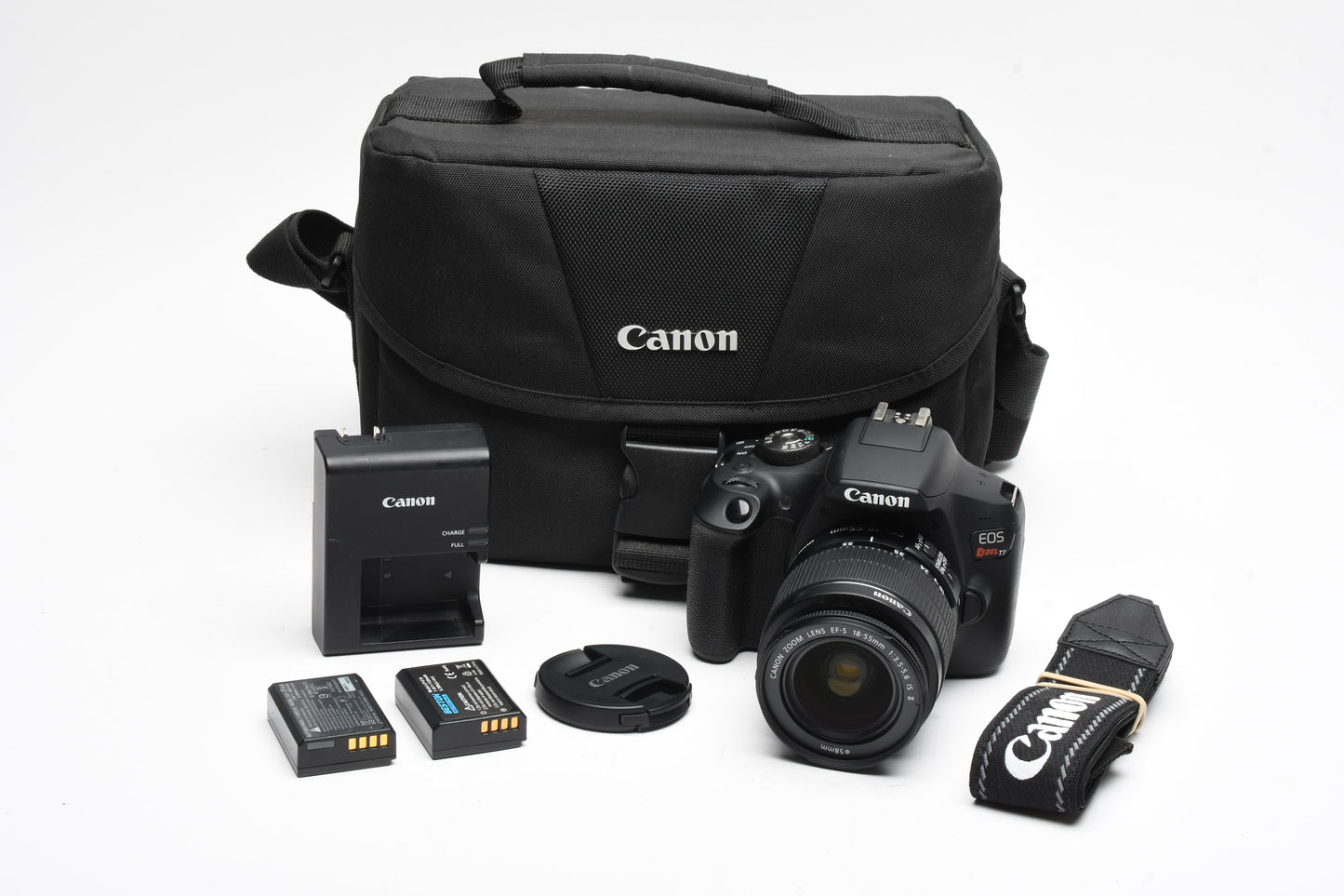 Canon Rebel T7 DSLR w/18-55mm f3.5-5.6 IS II w/Case, 11K Acts