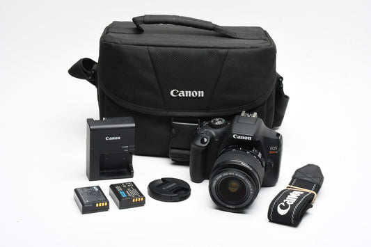 Canon Rebel T7 DSLR w/18-55mm f3.5-5.6 IS II w/Case, 11K Acts