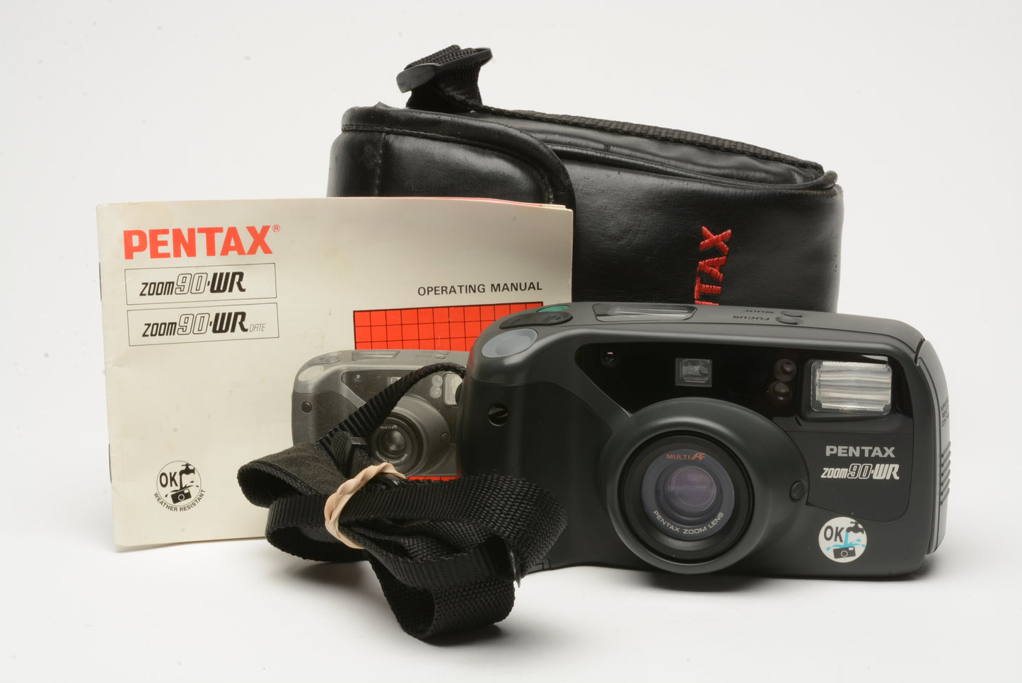 Pentax Zoom 90WR 35mm Point&Shoot camera, case, manual, strap, tested, clean!