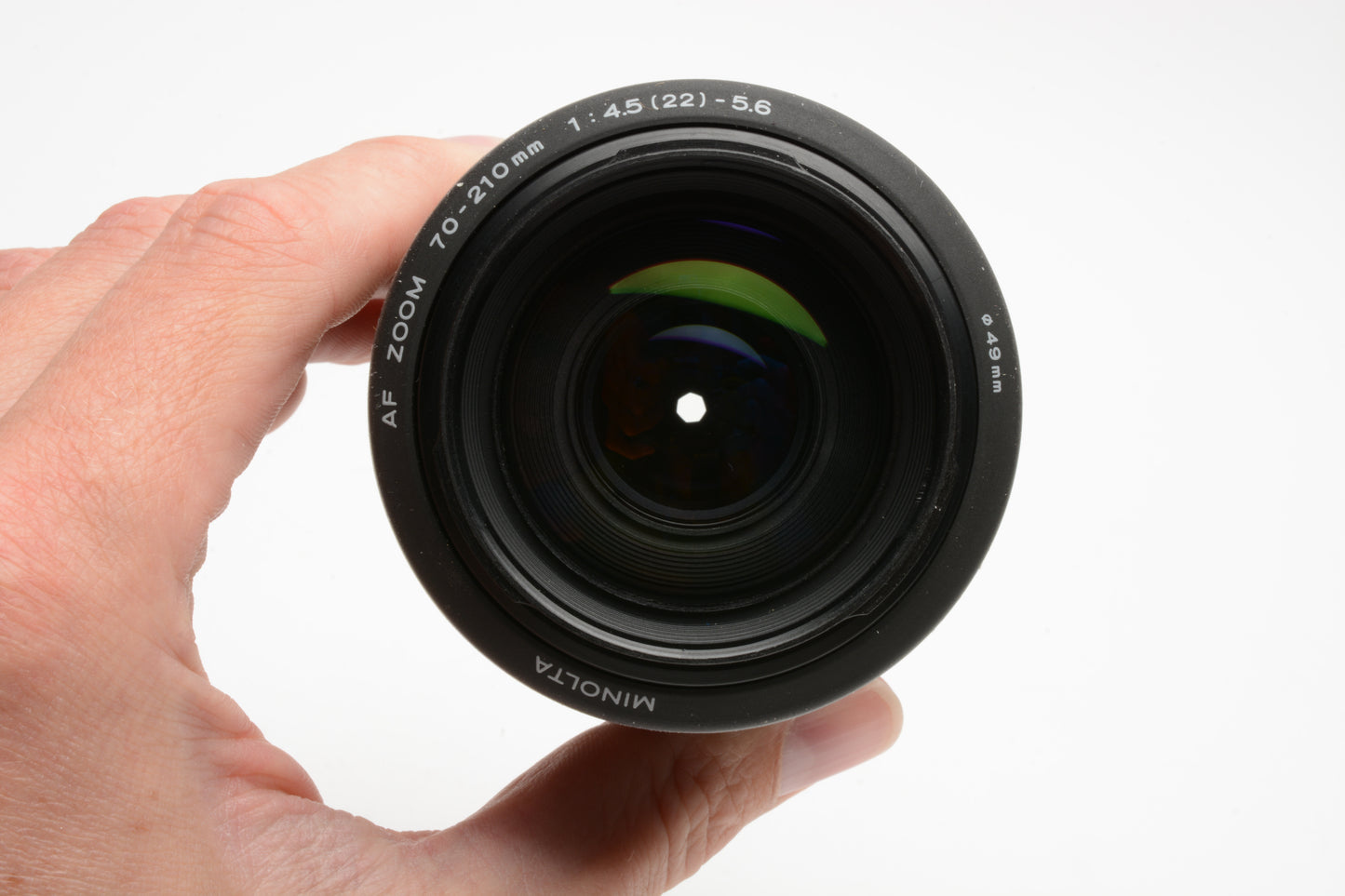 Minolta Maxxum AF Zoom 70-210mm f4.5-5.6 lens, caps, hood, nice & clean