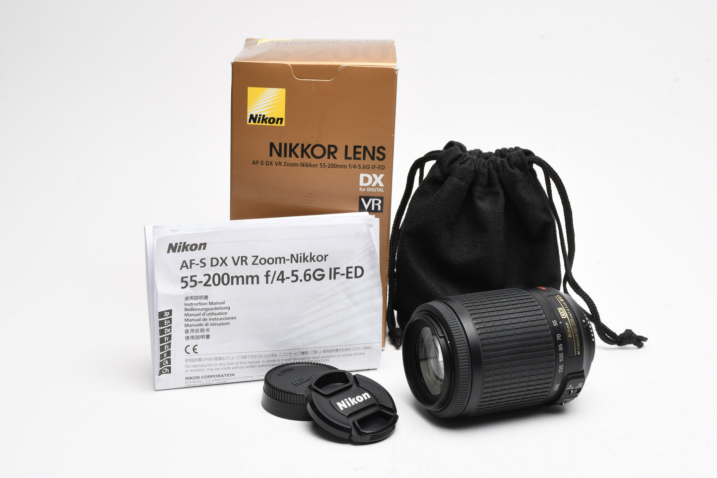 Nikon AF-S 55-200mm f4-5.6G IF ED VR DX, caps, pouch, Mint, Boxed