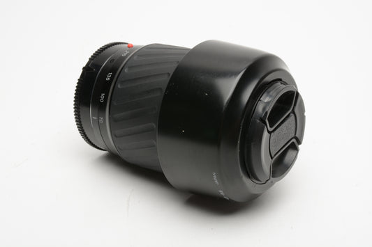 Minolta Maxxum AF 100-300mm f4.5-5.6 Zoom lens, Caps, Hood+UV, Great