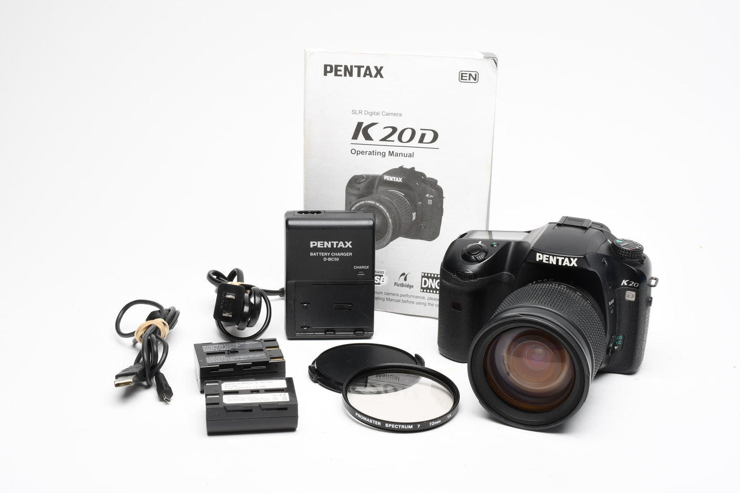 Pentax K20D 14.6MP DSLR w/Promaster 28-200mm Zoom, Only 20K Acts