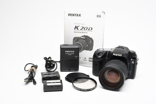 Pentax K20D 14.6MP DSLR w/Promaster 28-200mm Zoom, Only 20K Acts