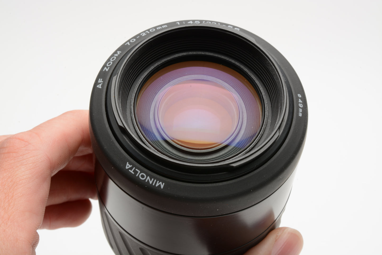 Minolta Maxxum AF Zoom 70-210mm f4.5-5.6 lens, caps, hood, nice & clean