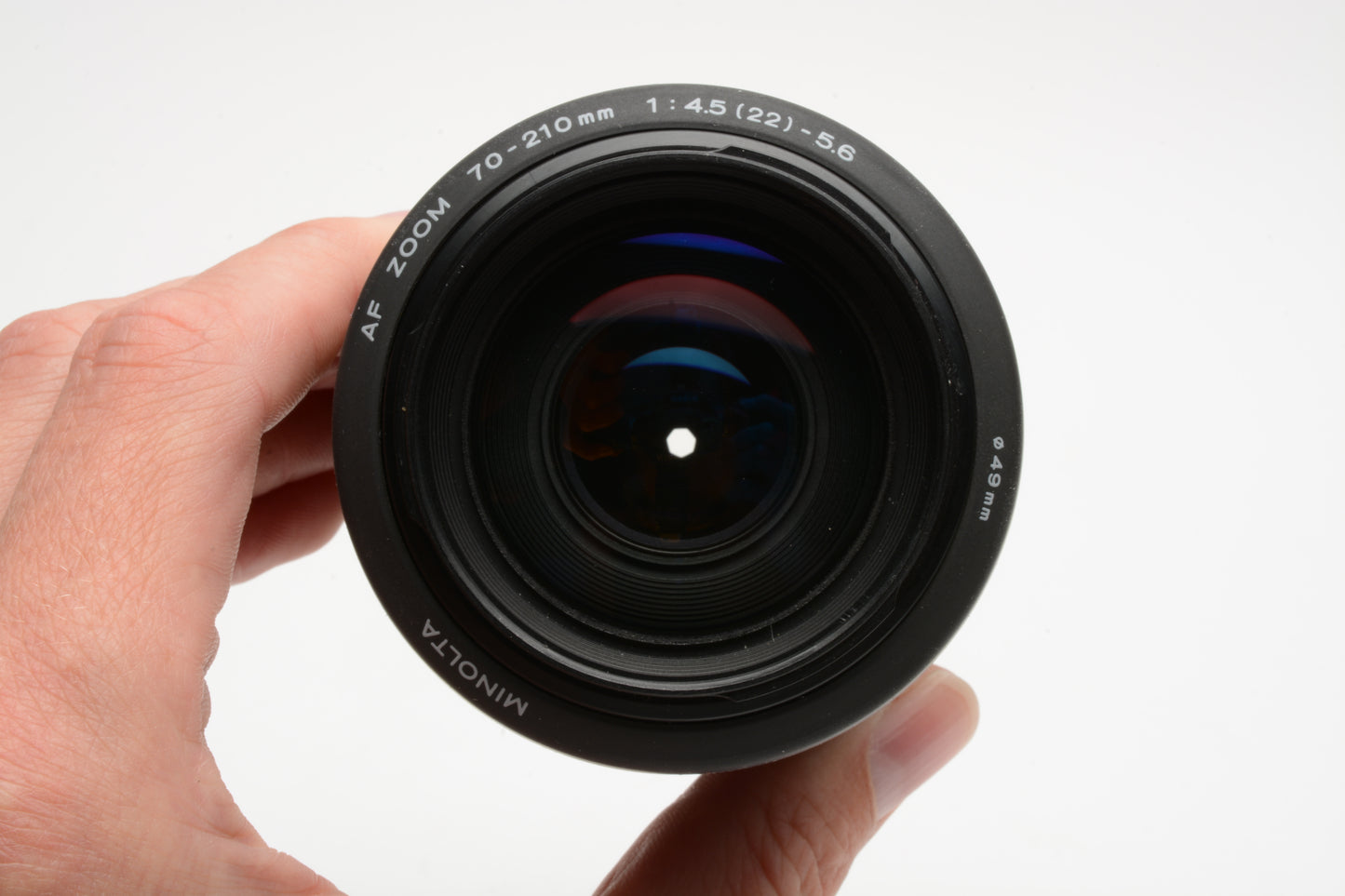 Minolta Maxxum AF Zoom 70-210mm f4.5-5.6 lens, caps, hood, nice & clean