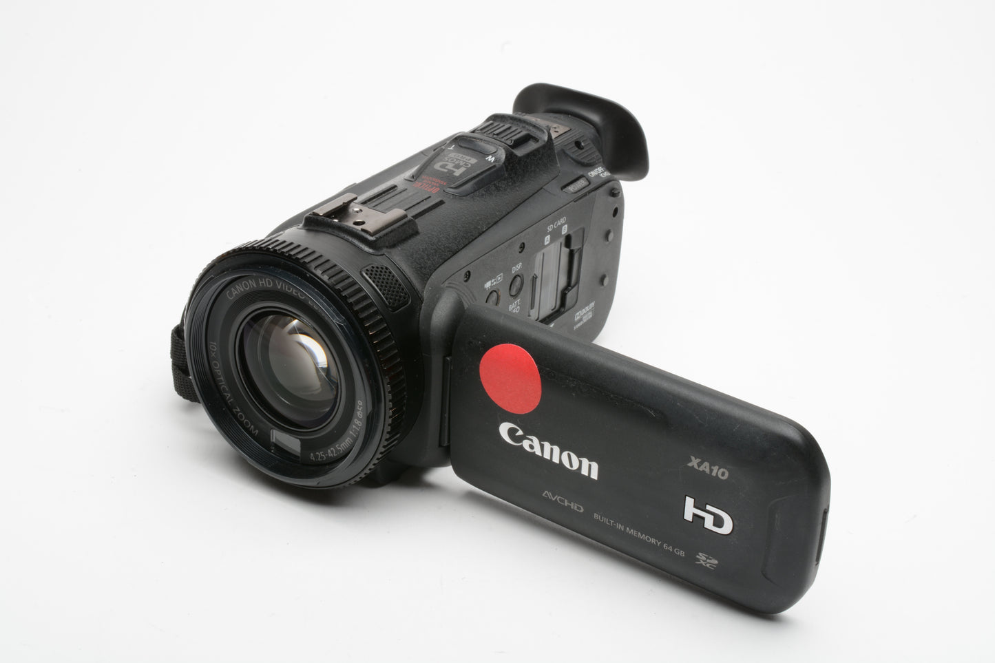 Canon XA10 Digital video camcorder w/batt, remote, handle, hood, *Read