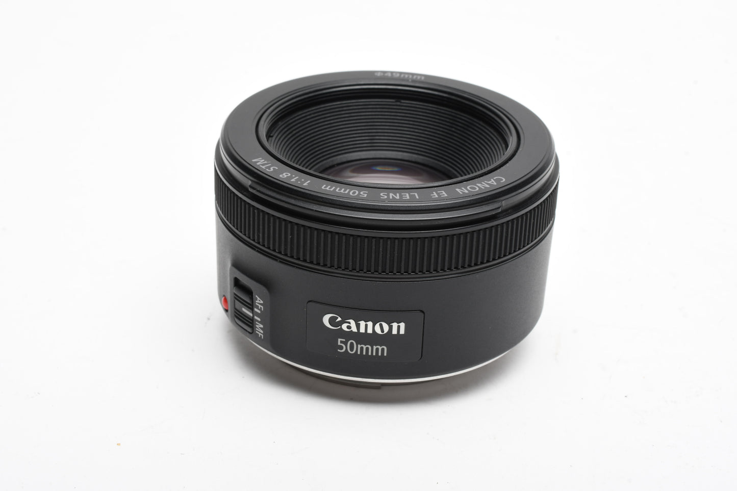 Canon EF 50mm f1.8 STM prime lens, caps, Hood, Great
