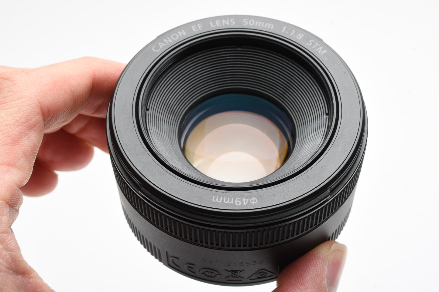 Canon EF 50mm f1.8 STM prime lens, caps, Hood, Great