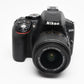 Nikon D5300 DSLR w/18-55mm zoom, 2X batts+charger+wrist strap+book Only 7259 Acts