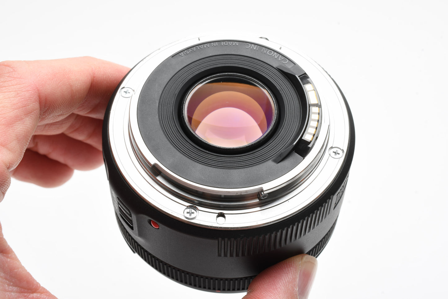 Canon EF 50mm f1.8 STM prime lens, caps, Hood, Great