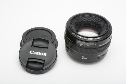 Canon EF 50mm f1.4 USM Lens, Caps, Nice & Clean, Very Sharp! Mint-