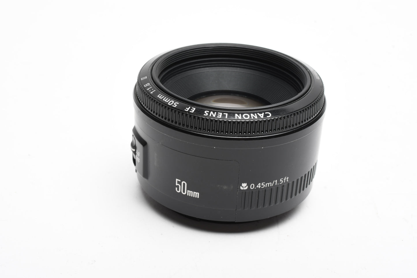 Canon EF 50mm f1.8 II prime lens, caps, Clean, + UV filter