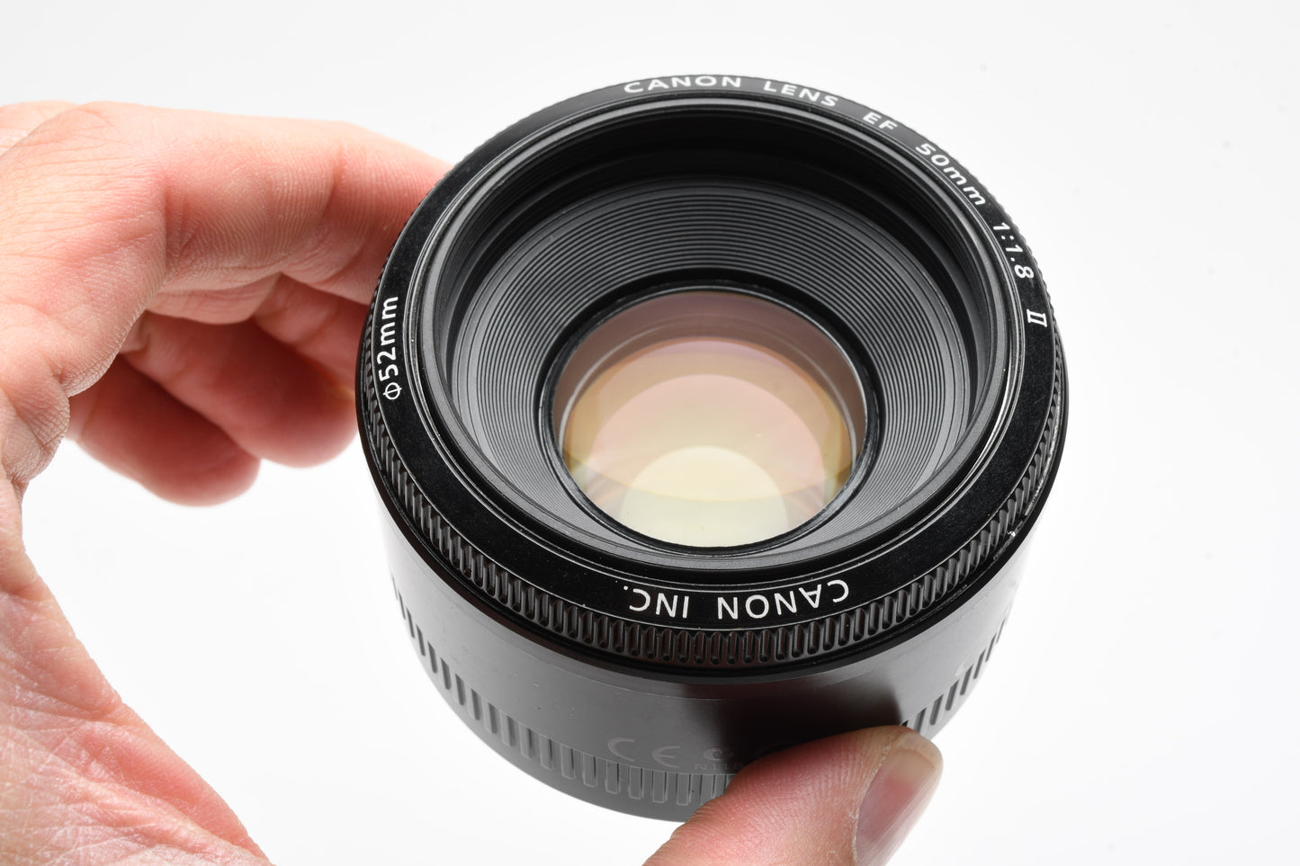 Canon EF 50mm f1.8 II prime lens, caps, Clean, + UV filter