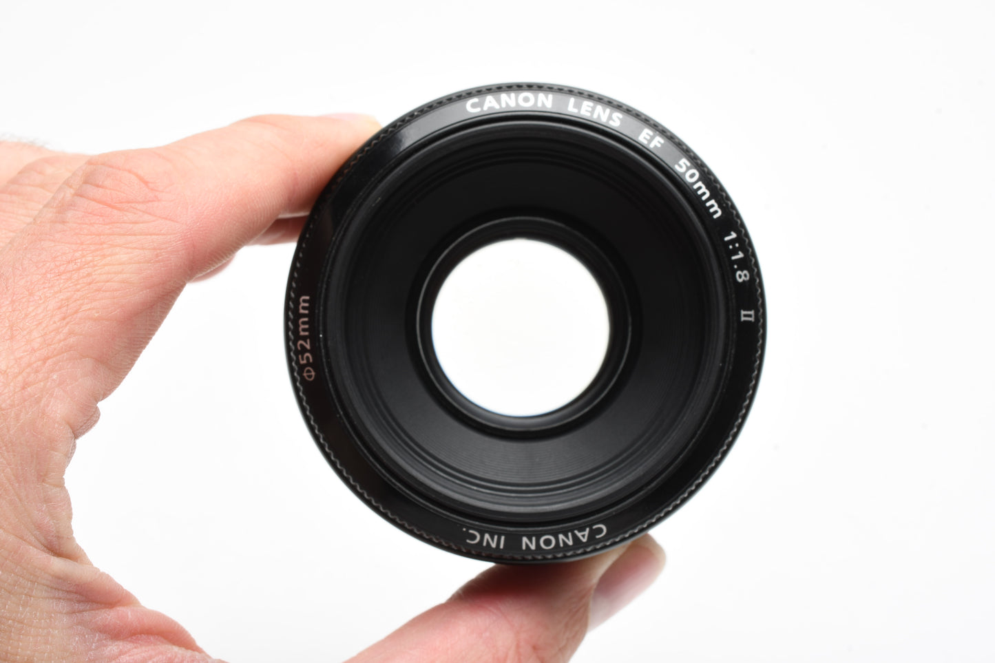 Canon EF 50mm f1.8 II prime lens, caps, Clean, + UV filter