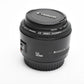 Canon EF 50mm f1.8 II prime lens, caps, Clean, + UV filter