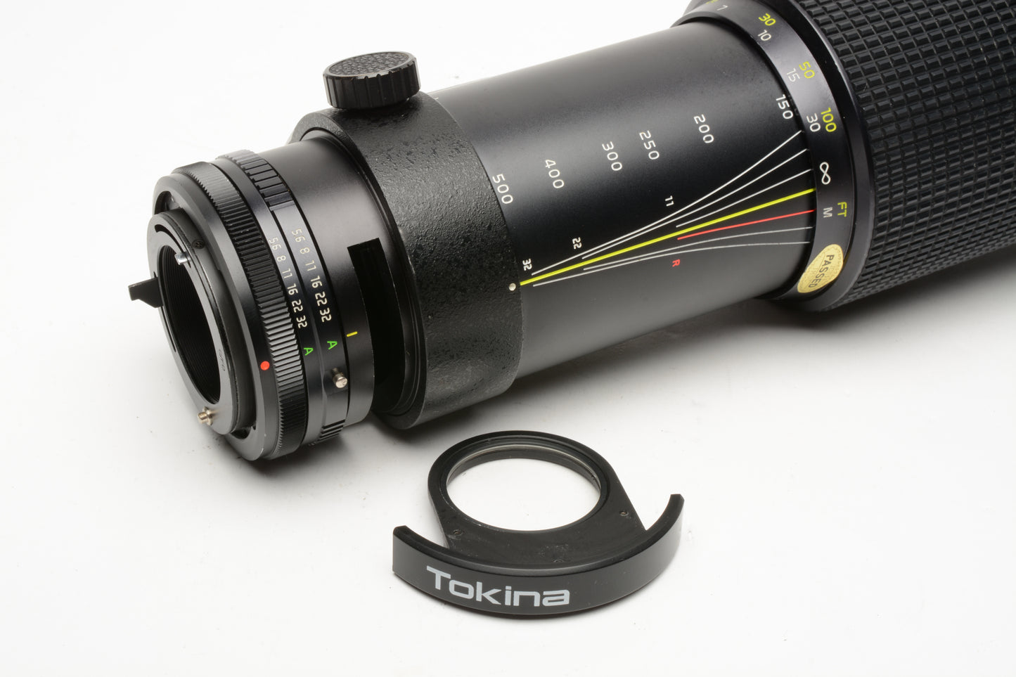 Tokina SD 150-500mm f5.6 w/B+W 010 95E UV, caps, case, collar, Nice! Canon FD