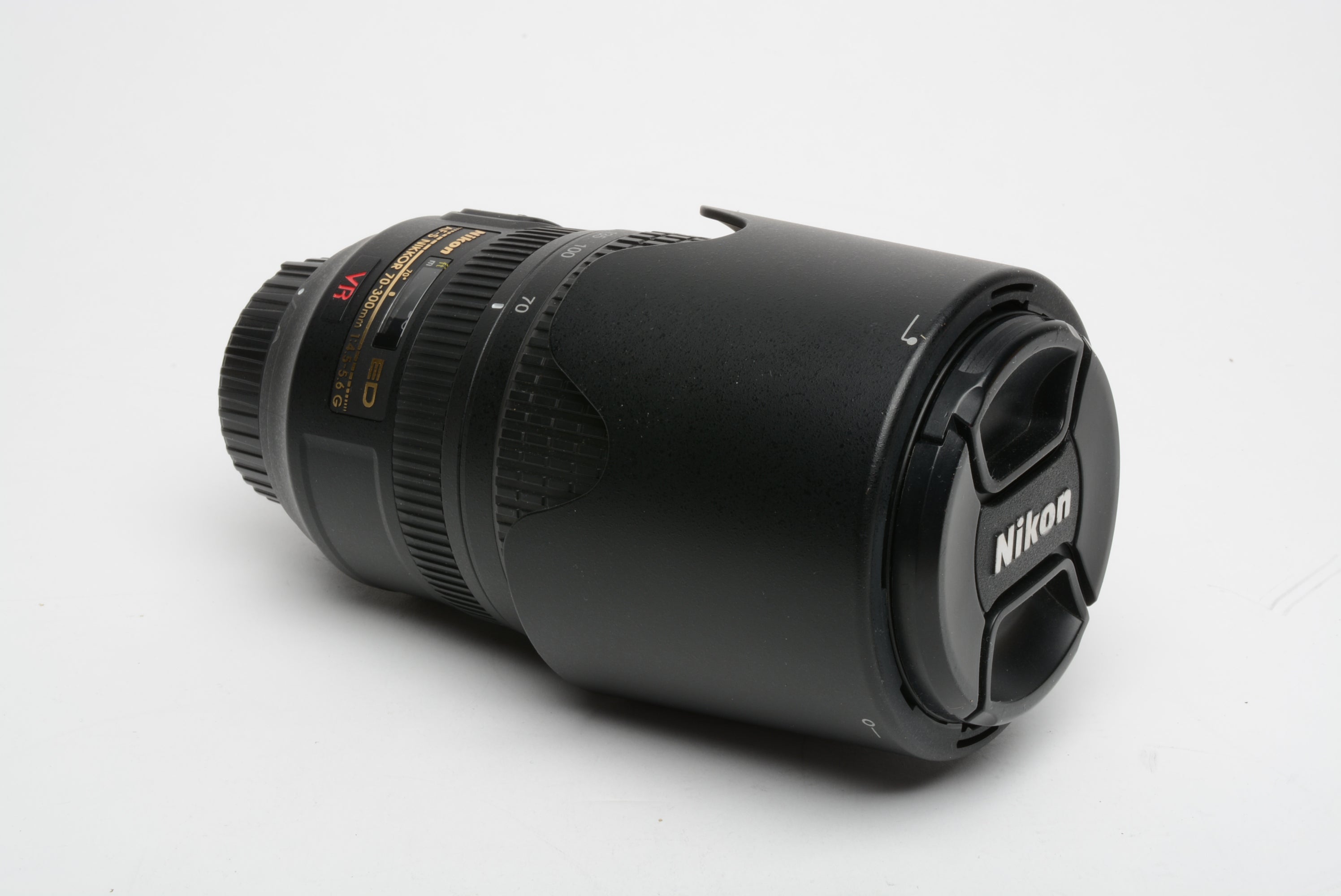 Nikon AF-S Nikkor 70-300mm f4.5-5.6 G ED VR Lens w/Hood, Caps, USA