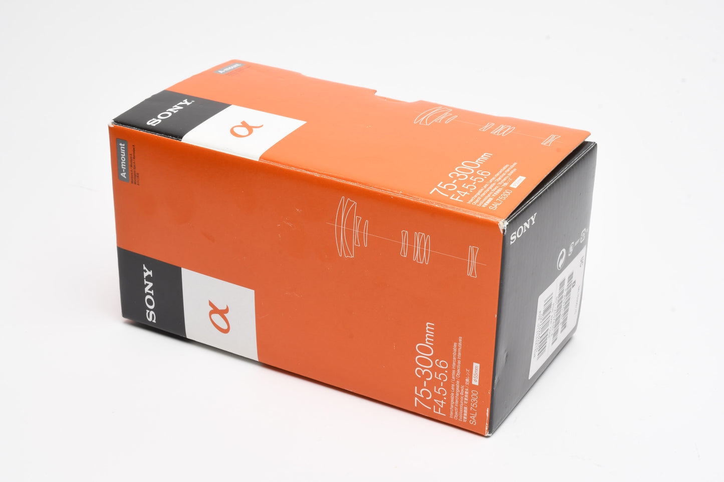 Sony AF 75-300mm f4.5-5.6 lens (A-Mount) caps, hood, Boxed, Mint-