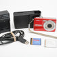 Kodak M763 7.2MP digital point&shoot (Red), 2batts, charger, case, tested, nice