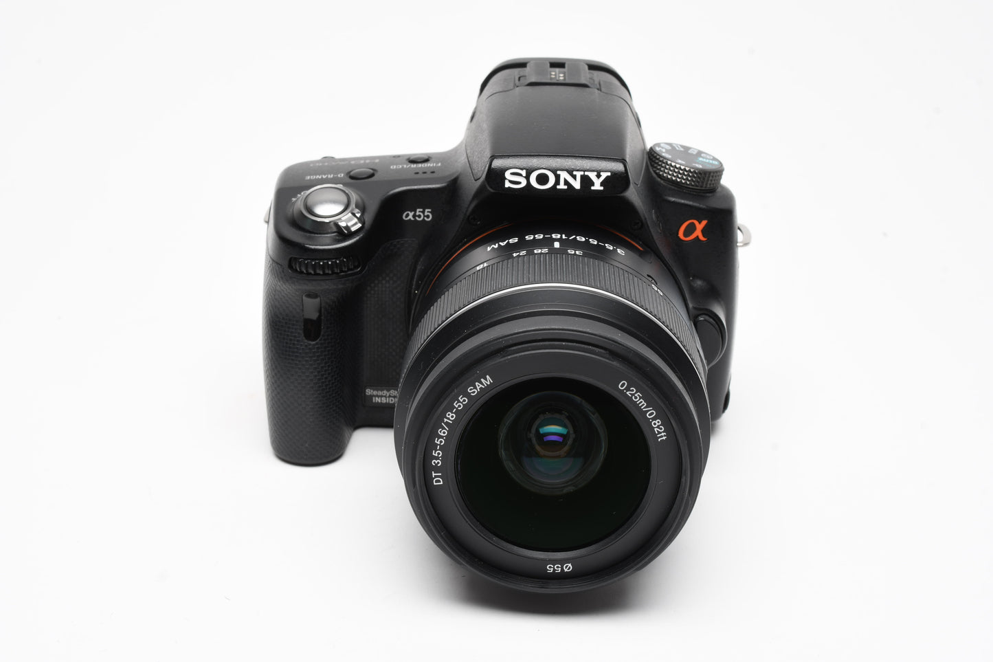 Sony A55 DSLR w/18-55mm f3.5-5.6, 2X batts+charger+remote, Box, 21K Acts