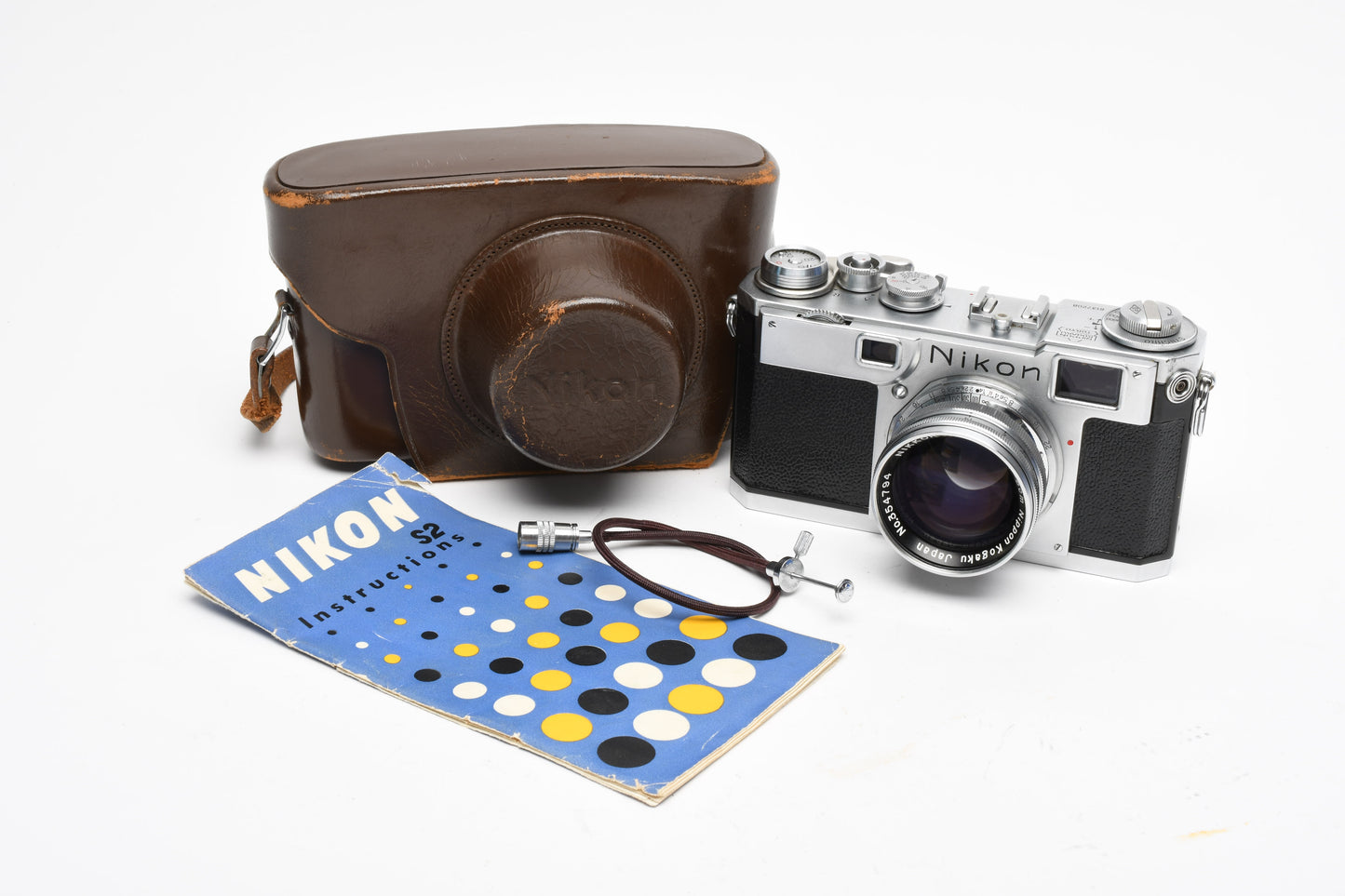 Nikon S2 Chrome Nippon Kogaku Rangefinder Camera w/5cm f1.4 Lens, case, good!