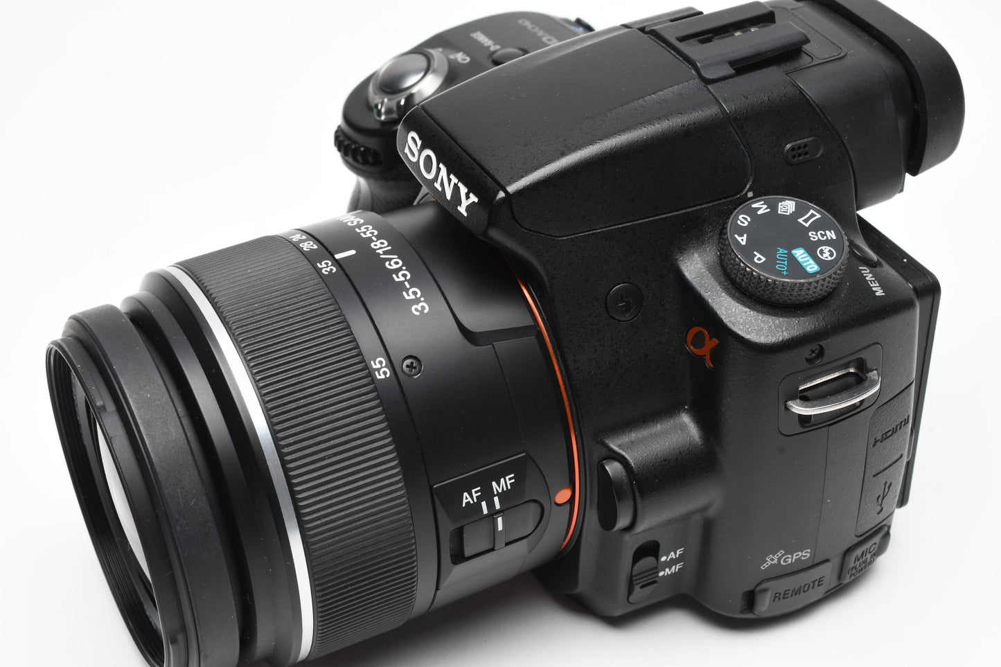 Sony A55 DSLR w/18-55mm f3.5-5.6, 2X batts+charger+remote, Box, 21K Acts
