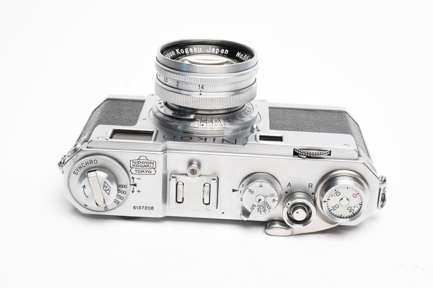 Nikon S2 Chrome Nippon Kogaku Rangefinder Camera w/5cm f1.4 Lens, case, good!
