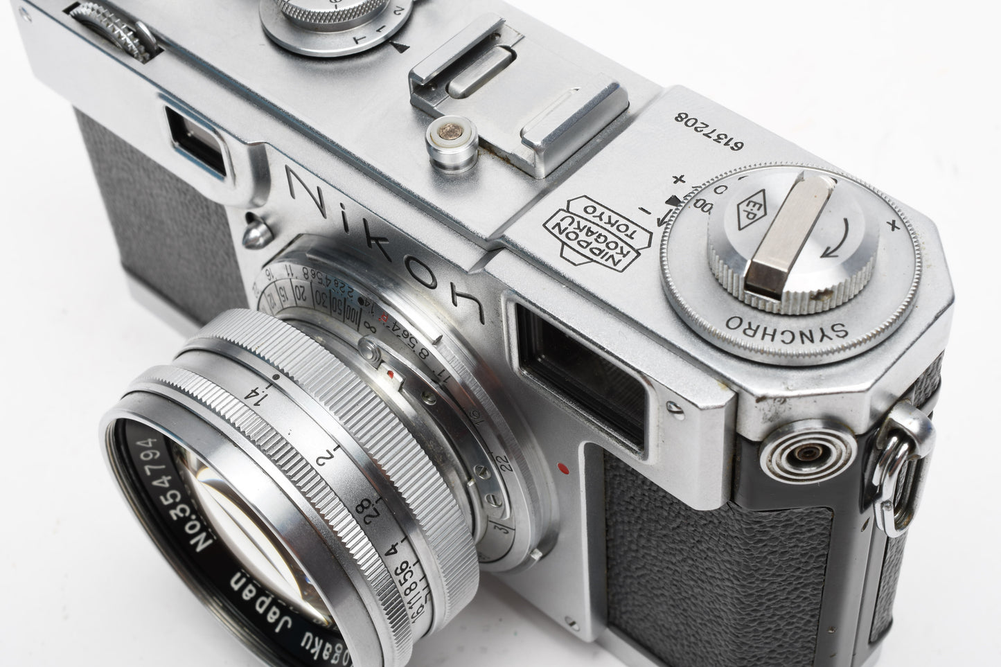 Nikon S2 Chrome Nippon Kogaku Rangefinder Camera w/5cm f1.4 Lens, case, good!