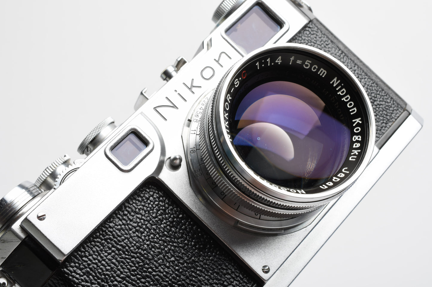 Nikon S2 Chrome Nippon Kogaku Rangefinder Camera w/5cm f1.4 Lens, case, good!