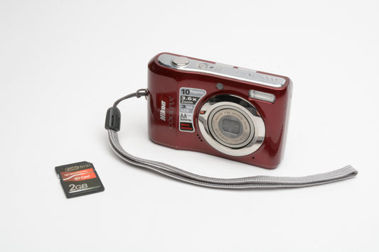 Nikon Coolpix L20 10MP Digital Point&Shoot Camera (Red), Tested, Very nice