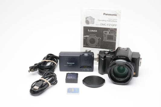 Panasonic Lumix DMC-FZ10 4MP Digital point&Shoot camera, batt+charger+Leica lens