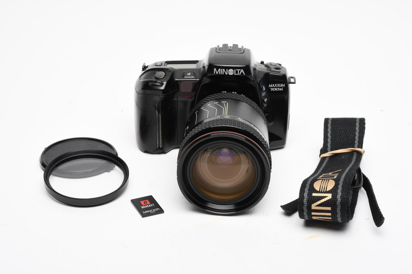 Minolta 700si QD 35mm SLR w/Tokina AF 35-300mm zoom, Bracket card, tested *Read
