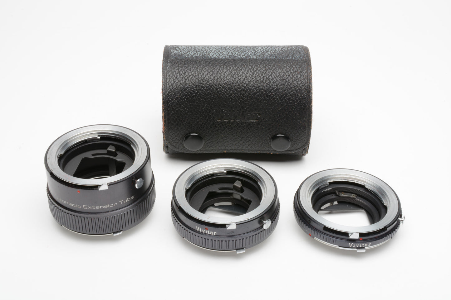 Vivitar Extension Tube Set AT-5 36mm, 20mm, 12mm for Minolta MD mount + case