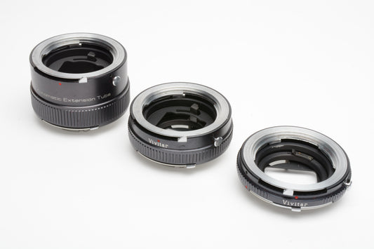 Vivitar Extension Tube Set AT-5 36mm, 20mm, 12mm for Minolta MD mount + case