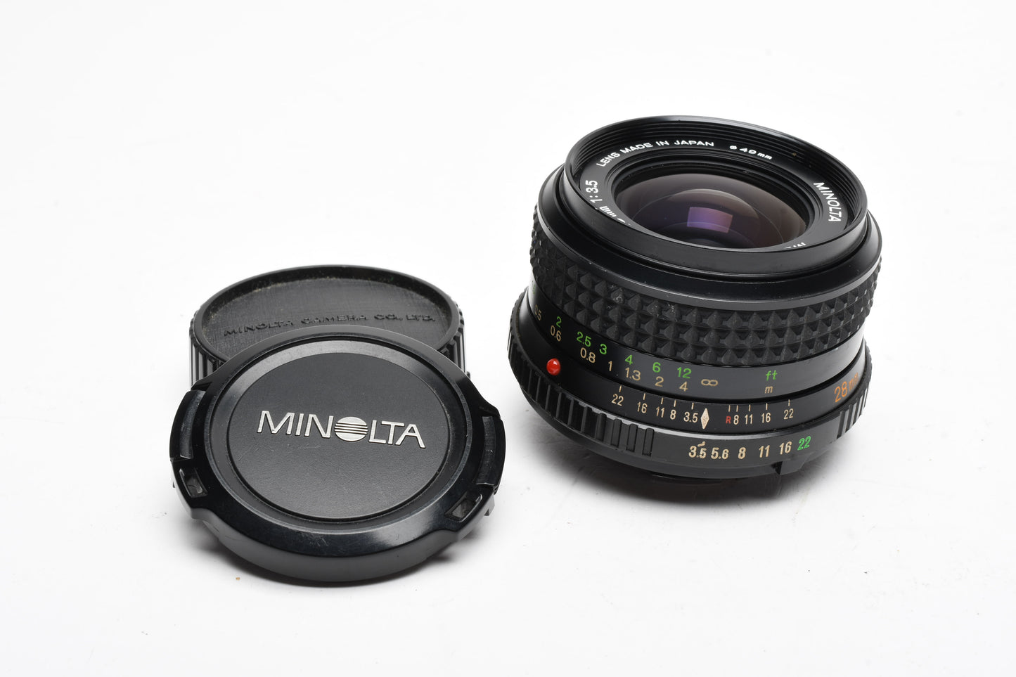 Minolta W.Rokkor 28mm f3.5 MD Mount, caps, clean, smooth, sharp