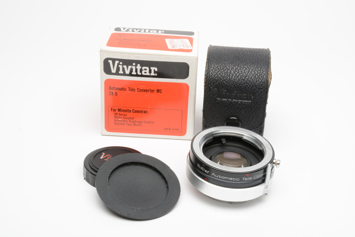 Vivitar 2X-5 Teleconverter for Minolta SR mount, caps + case, Boxed