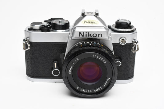 Nikon FE 35mm SLR w/50mm f1.8 E , Strap, New Seals, Case, Great!!