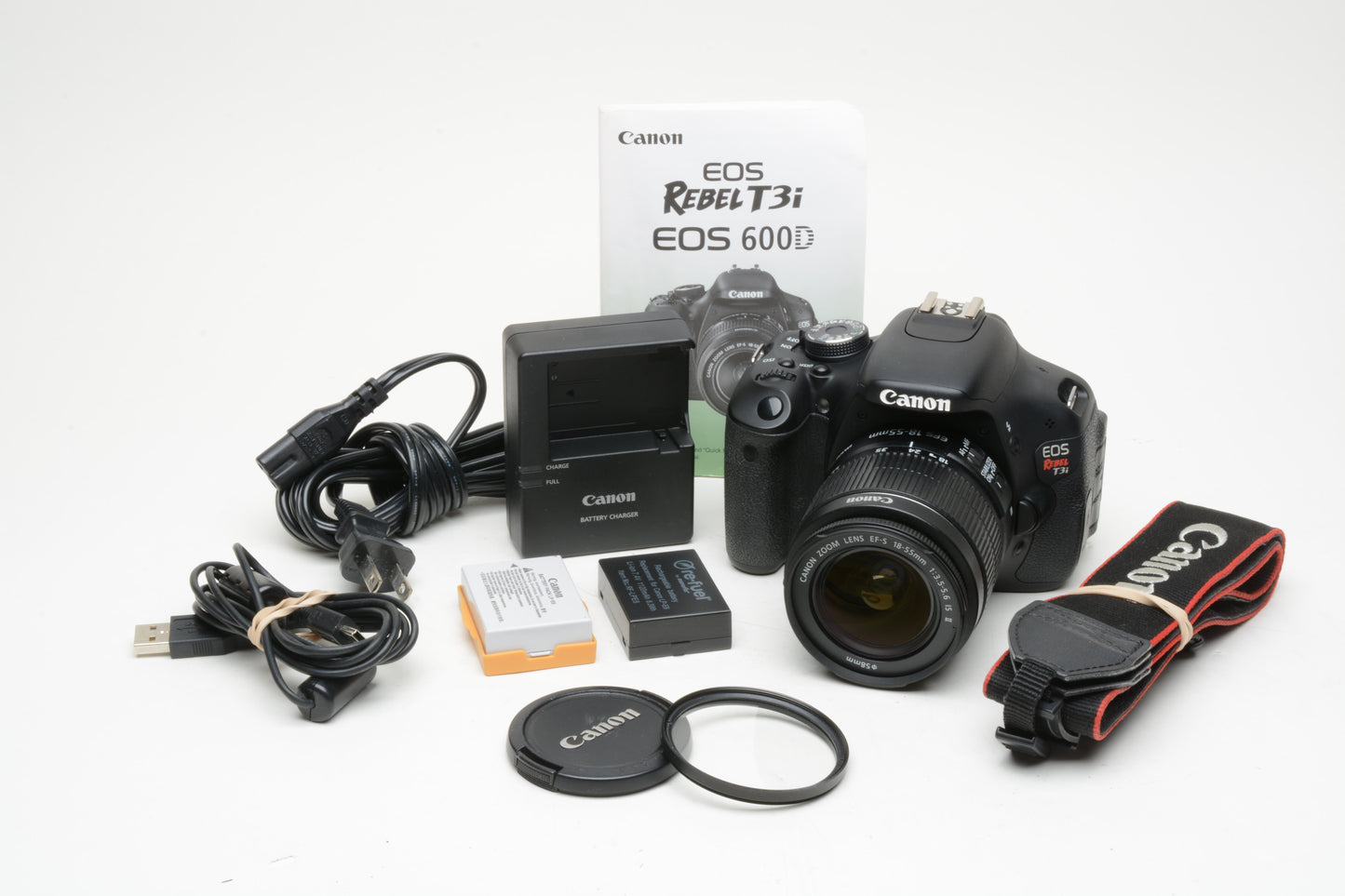 Canon EOS T3i w/18-55mm f3.5-5.6 IS II lens, 2 batts+charger++ Only 8951 Acts!