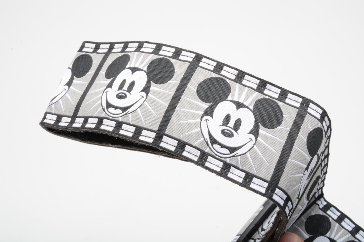 Walt Disney Bobby Lee Mickey Mouse film strip camera neck strap 80s w/guards, clean