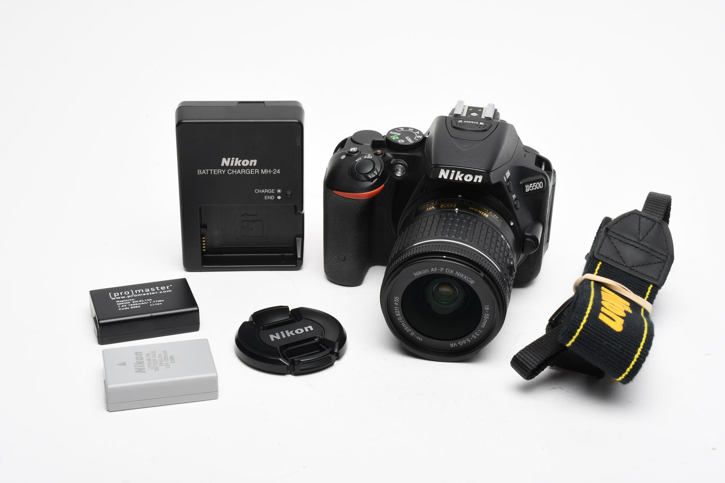 Nikon D5500 DSLR w/AF-P 18-55mm f3.5-5.6 VR, 2batts, charger Only 1612 Acts!