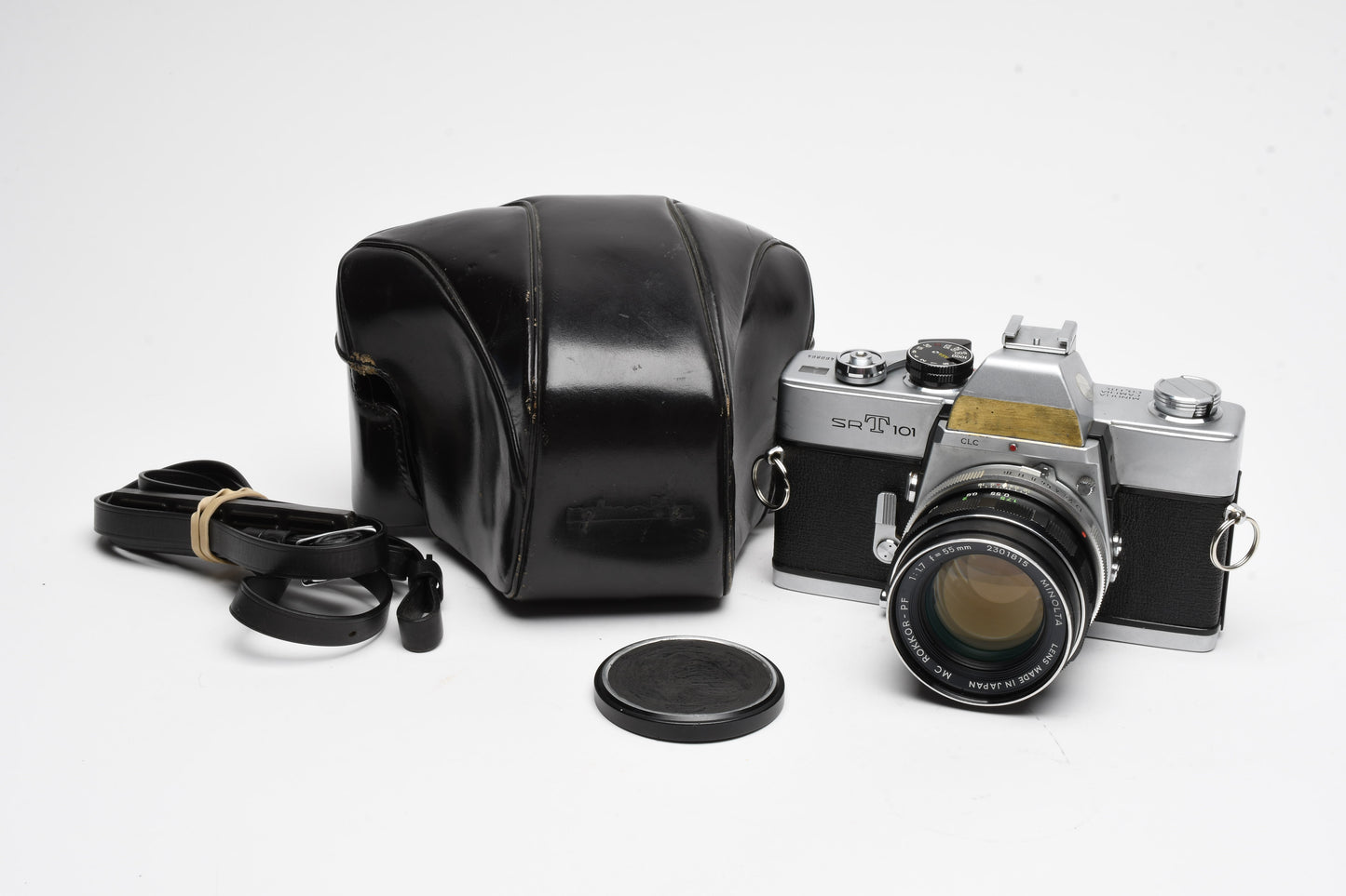 Minolta SRT-101 35mm SLR w/50mm F1.7 lens, new seals, case, accurate