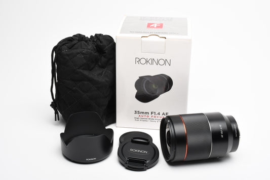 Rokinon 35mm f1.4 AF High Speed Wide Angle Sony E-Mount, Mint, Boxed