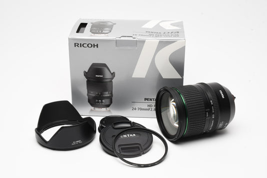 Pentax HD D-FA 24-70mm F2.8 SDM WR ED Lens, Hood, UV, Box, Great!